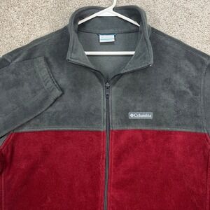 Columbia Mens Fleece Jacket XL‎ Pullover Gray Red Full Zip Outdoor Coat